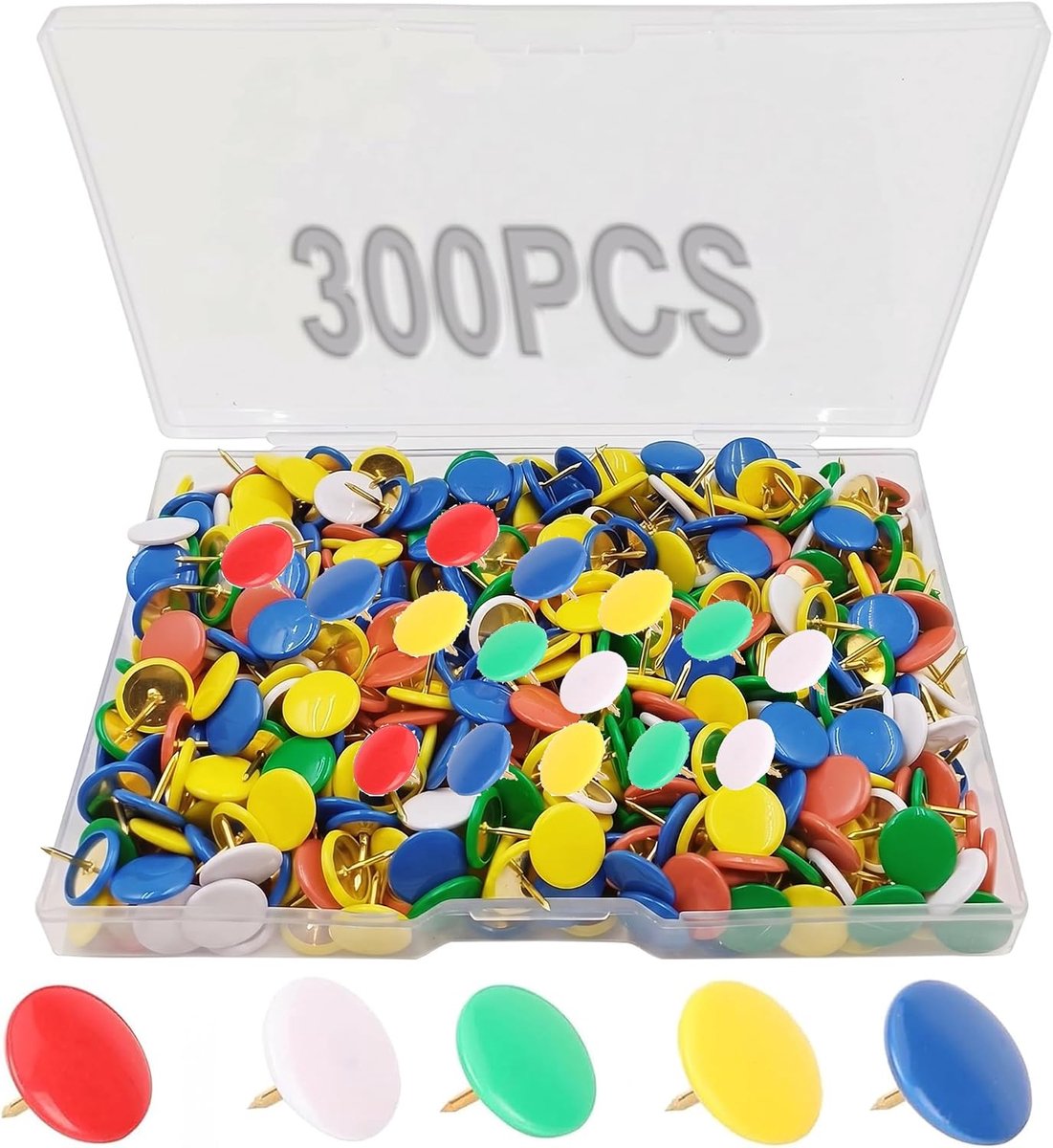300 stuks gekleurde tekenpinnen, kunststof gecoate metalen pushpins voor prikborden, kaarten en posters