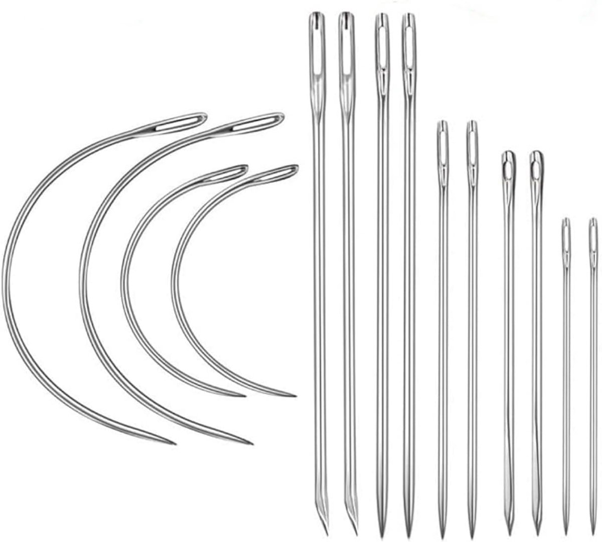 14 Stuks Gebogen Naalden Set, C-Type Zadelmakersnaalden van Staal voor Leder Handwerk DIY, Meubelstoffeerdersnaalden voor het Naaien en Repareren van Banken Autostoelen en Tassen