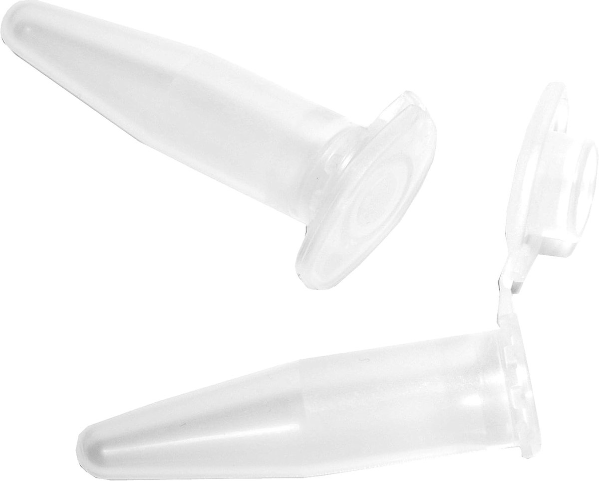 100 x reageervaten 1,5 ml van PP – transparante centrifugaalbuizen met afsluitdop – microtubes/kunststof vaten/globulihouder van polypropyleen