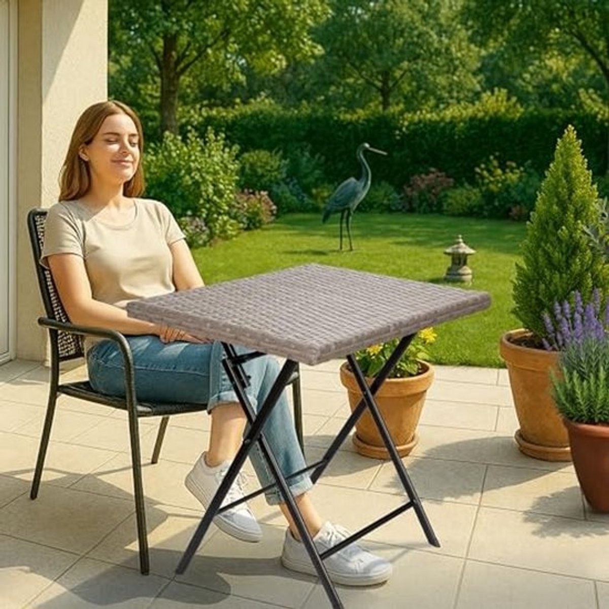 Weerbestendige Tuin- en Terrastafel 58 x 58 cm - Opvouwbare Balkon- en Campingtafel