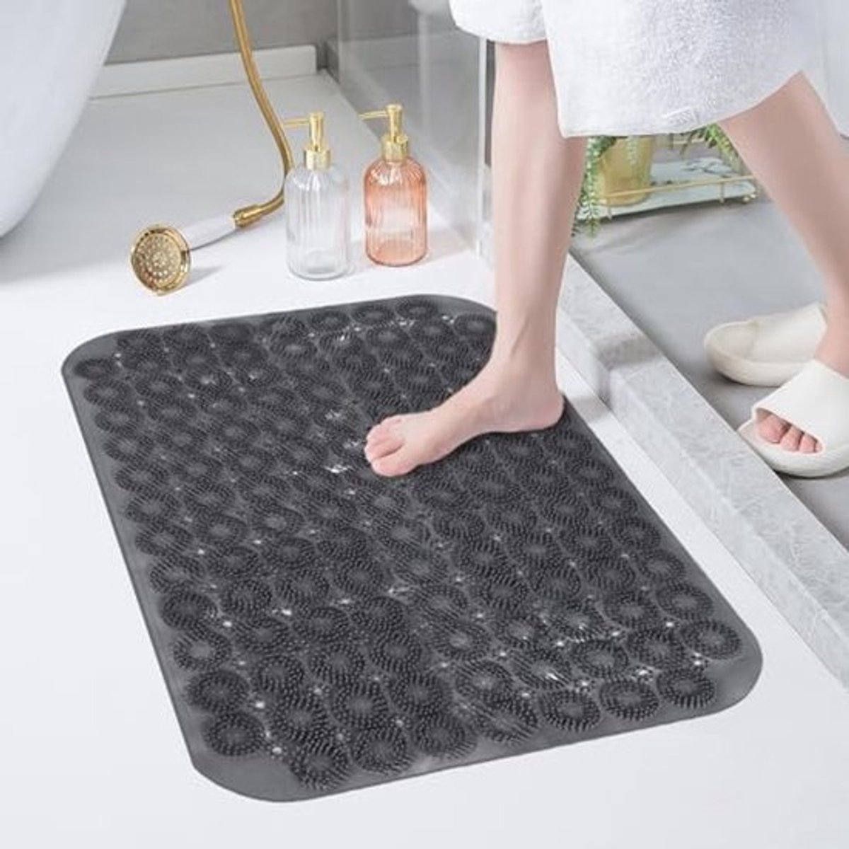Ronde Antislip Douchemat met Zuignappen - 40 x 60 cm - Machinewasbaar