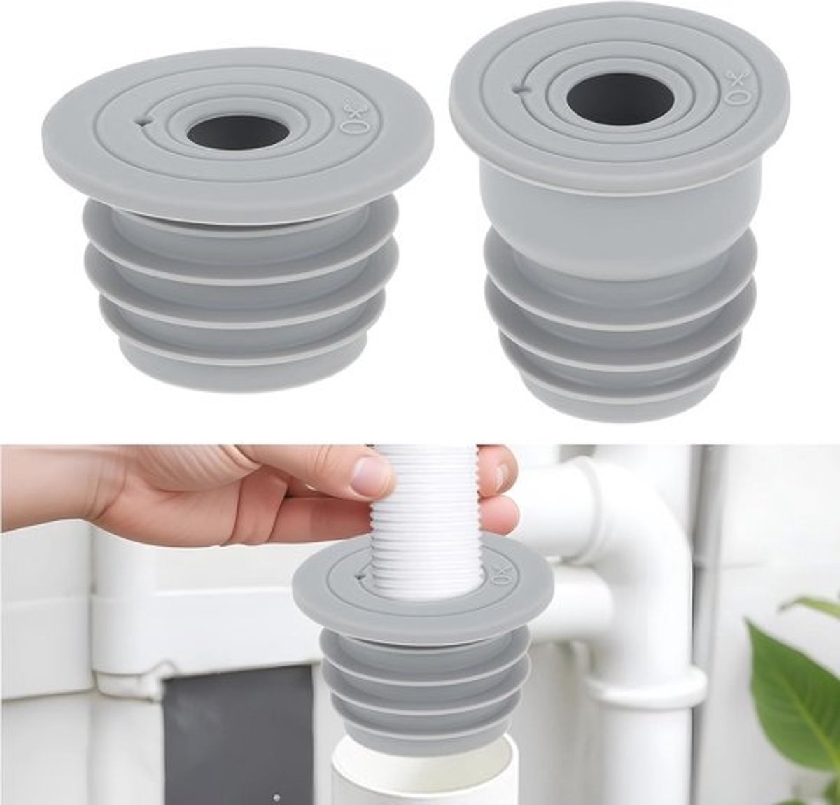 Afdichtstoppen voor afvoerbuis - 2 Stuks Silicone Afvoerpijp Dichtingen voor Wasmachines en Keukens