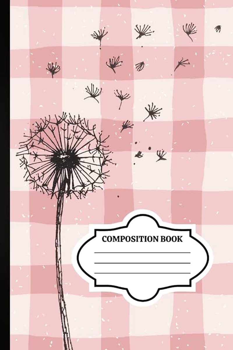 Dandelion Composition Book: Pink Gingham