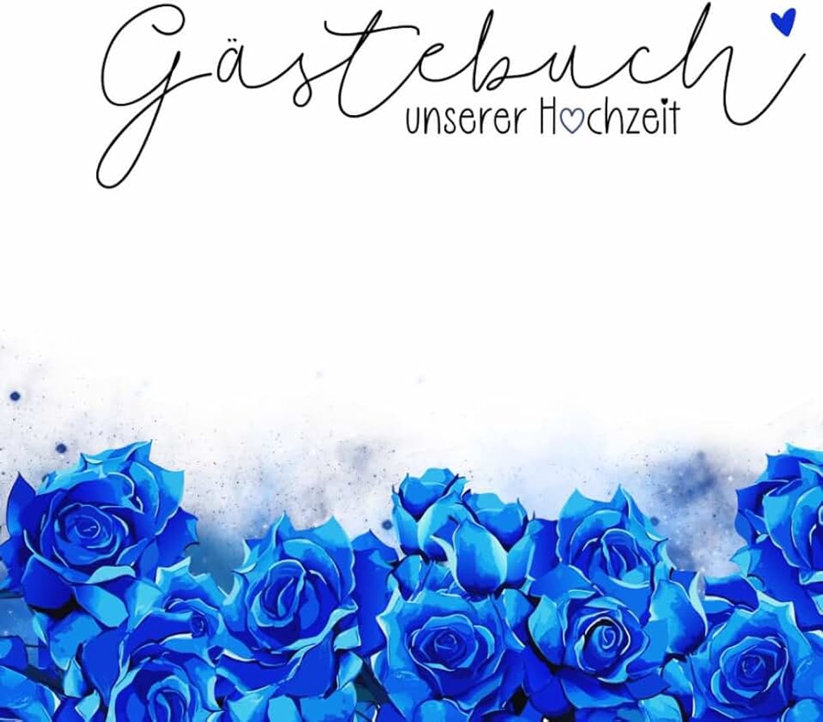 Gästebuch unserer Hochzeit: Hochzeitsbuch blau-weiß mit Platz für 50 Gäste oder Paare, Doppelseitiges Gästebuch, mit Fragen an die Gäste und das Brautpaar
