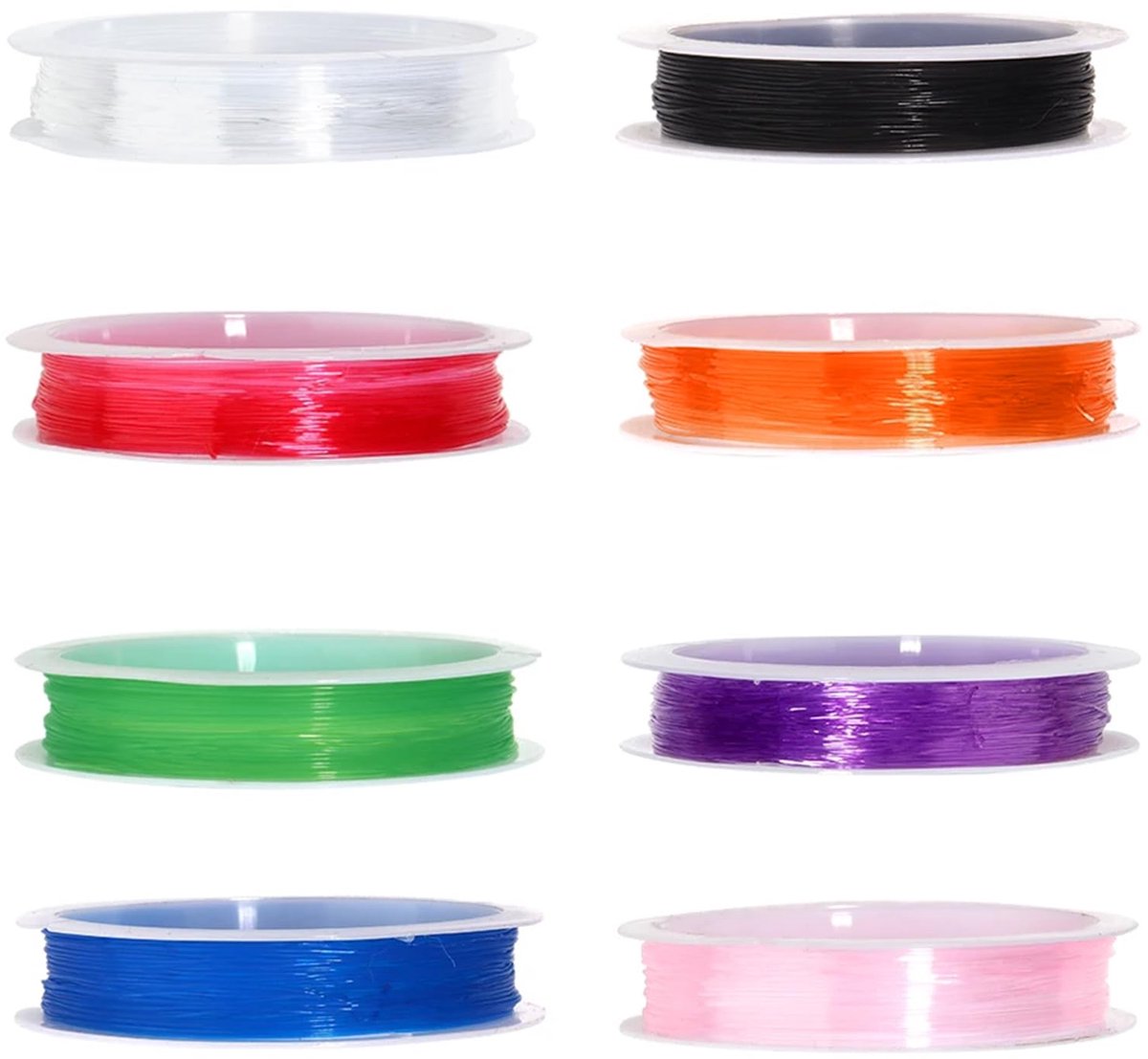 Elastisch koord voor het maken van sieraden, pareldraad, doe-het-zelf voor het maken van sieraden, plat elastisch koord van kralen, 0,8 mm x 8 kleuren