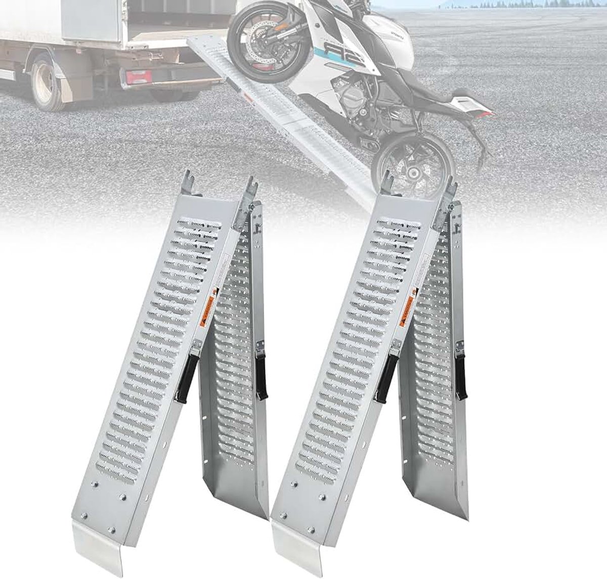 Inklapbaar, set van 2, 400 kg draagkracht, 190 x 22,5 x 4,5 cm, oprijplaat voor personenauto's en autohellingen voor aanhanger, laadhelling voor motorfiets, grasmaaier en rolstoel