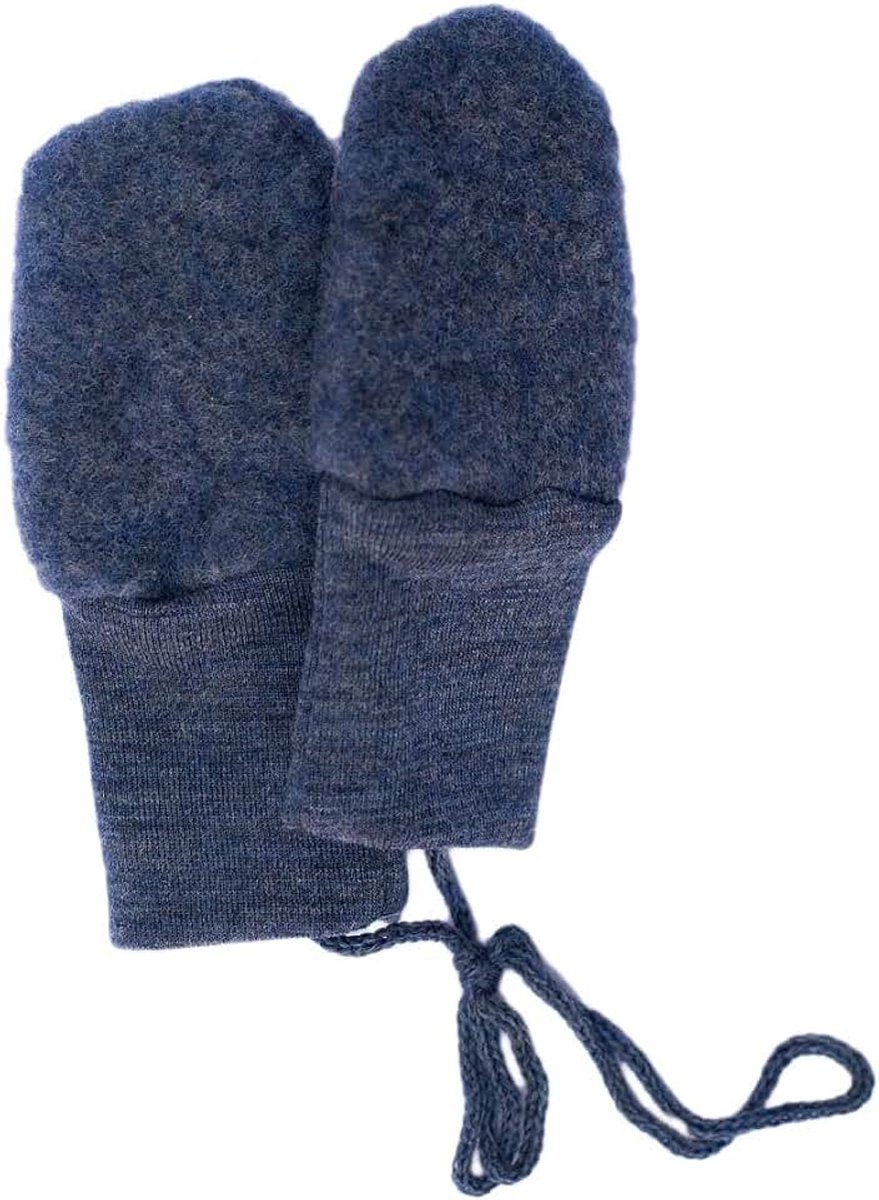 Biologische wollen fleece pasgeboren babywanten Blauwe Melange, one size - voor pasgeborenen - ca. 0-6 maanden