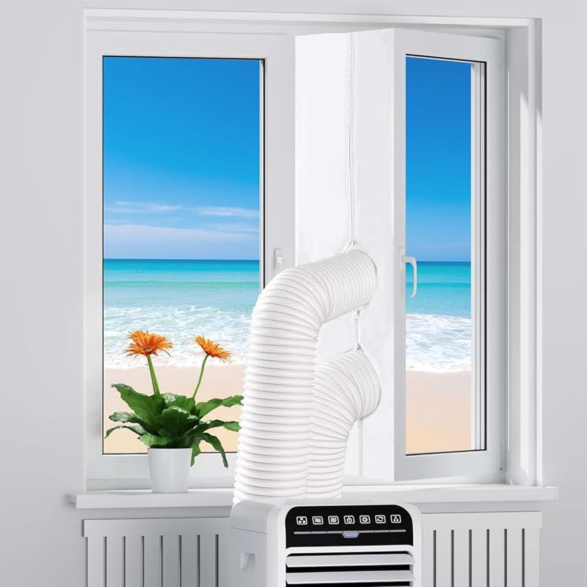 Vensterafdichting voor airconditioner 400CM, draagbare AC-ventilatieset, wit, eenvoudig te installeren tochtstopper