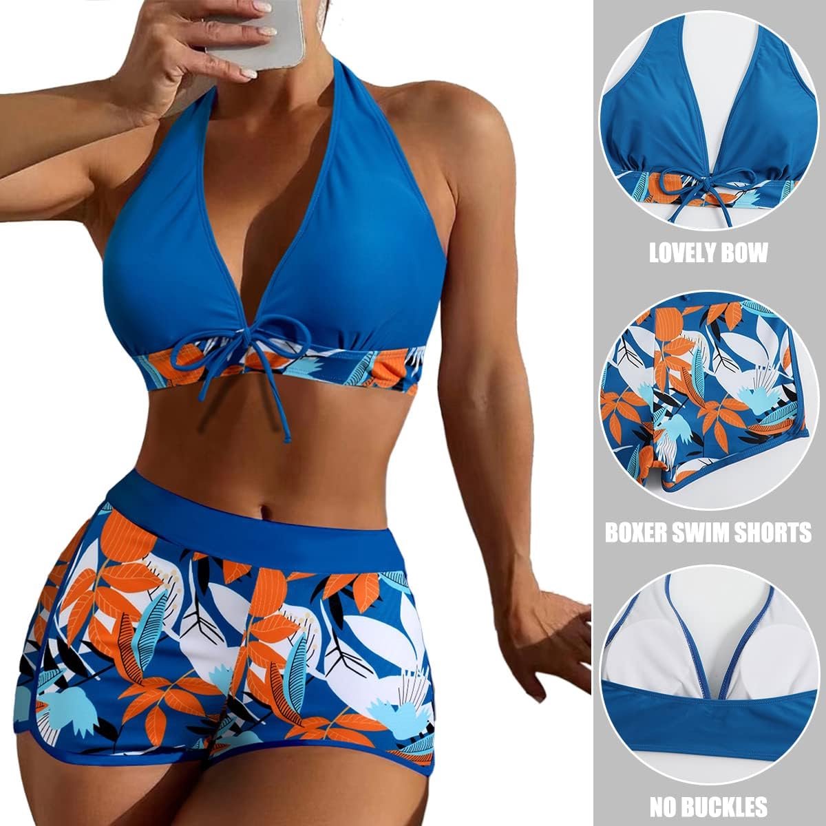 Bikiniset voor dames, hoge taille, tweedelig badpak, push-up-pads, badpak, crossover, bovenstuk, triangel, strandmode, sportief, badmode voor vrouwen