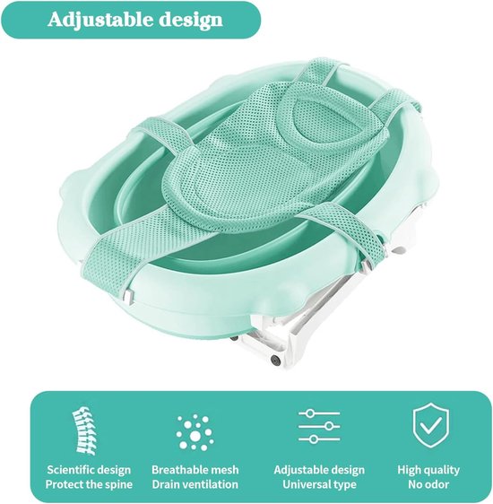 Babybadje Net Babybadje Inzetzitje Babykuipjes - Pasgeboren Douche Mesh Verstelbaar Comfortabel Peuter Badaccessoires Antislipzitje Mesh Zak Badplank Lichtgroen 1 Stuk van LCJDDI — afbeelding 2