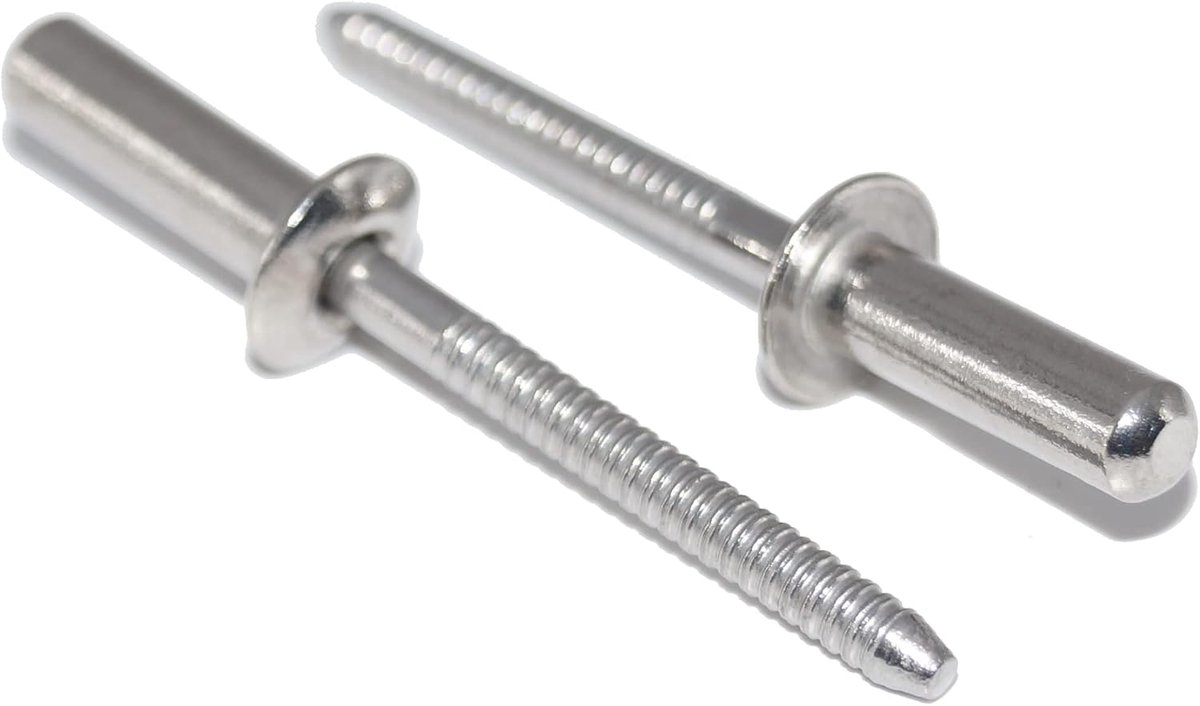 4,8x20 mm 50 stuks van roestvrij staal A2 (V2A) met platte kop, gesloten vorm B popnagels DIN 7337 - ISO 16585