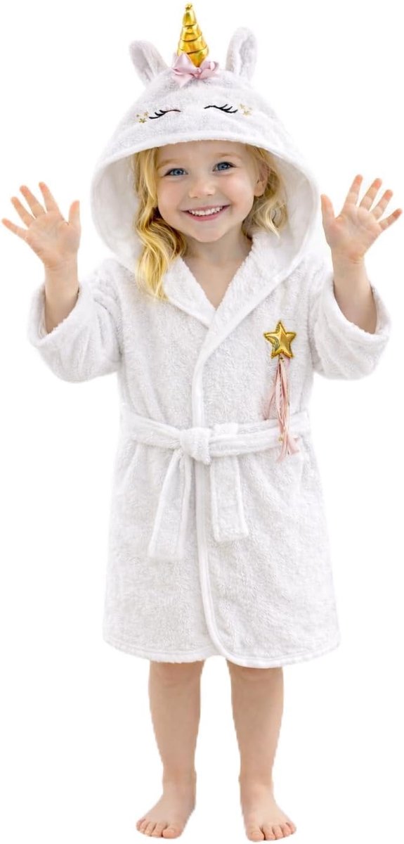 Badjas Kinderen Jongen Meisjes, Turkse Katoenen Handdoek, Dier, Met Capuchon, (0-14 Jaar), Superzacht, Absorberend, Comfortabel, Dik