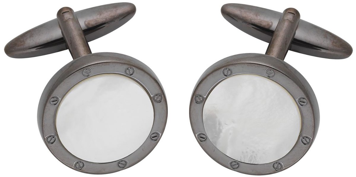 LINDENMANN heren manchetknopen gunmetal parelmoer - donkergrijs
