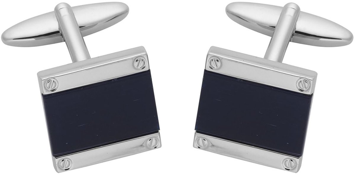 LINDENMANN heren manchetknopen cats-eye - zilverkleurig