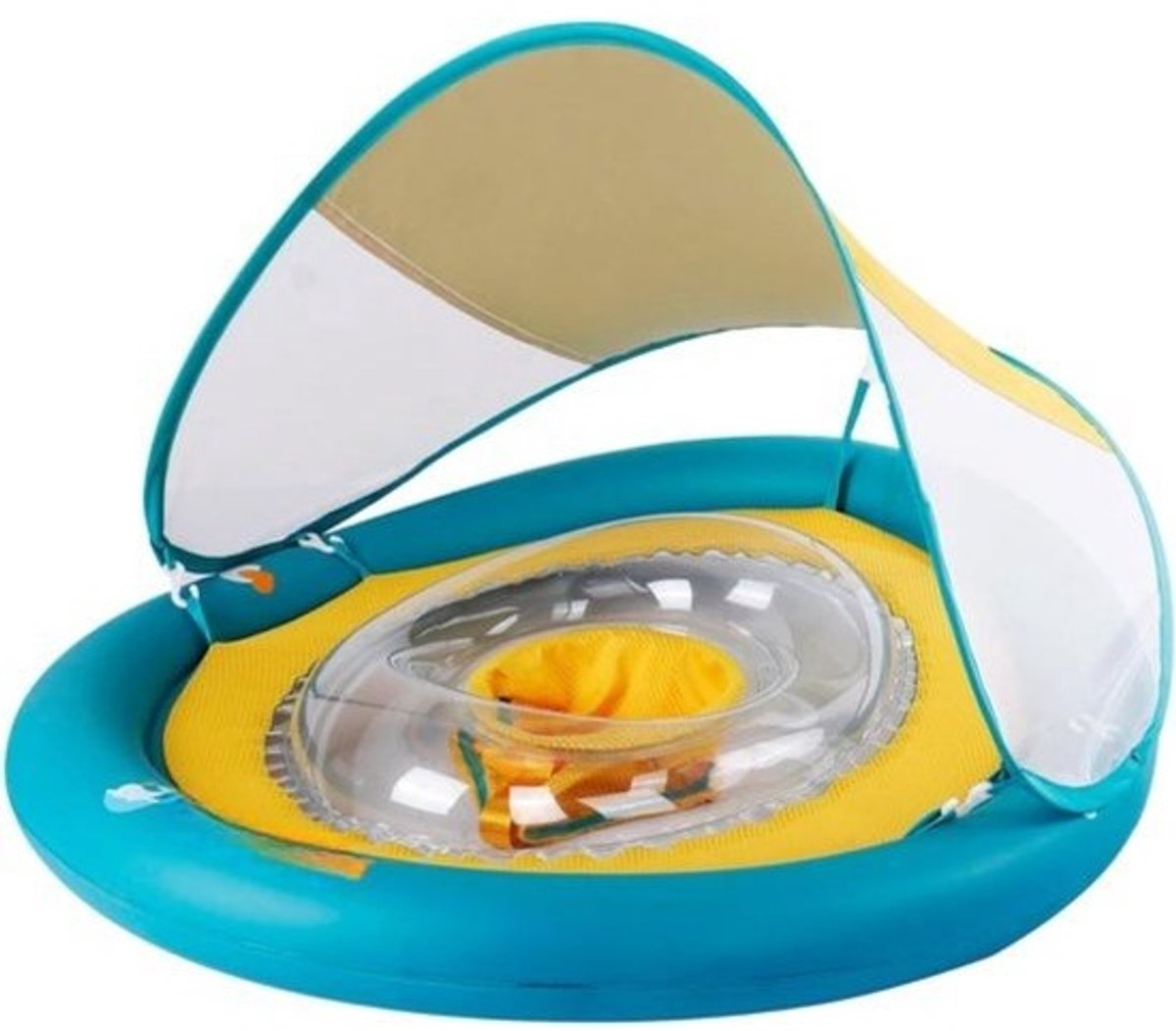 Unieke babyzwemstoel met afneembaar zonnedak, zwemring voor baby's, zwemhulp met zonnebescherming, zwemband voor peuters