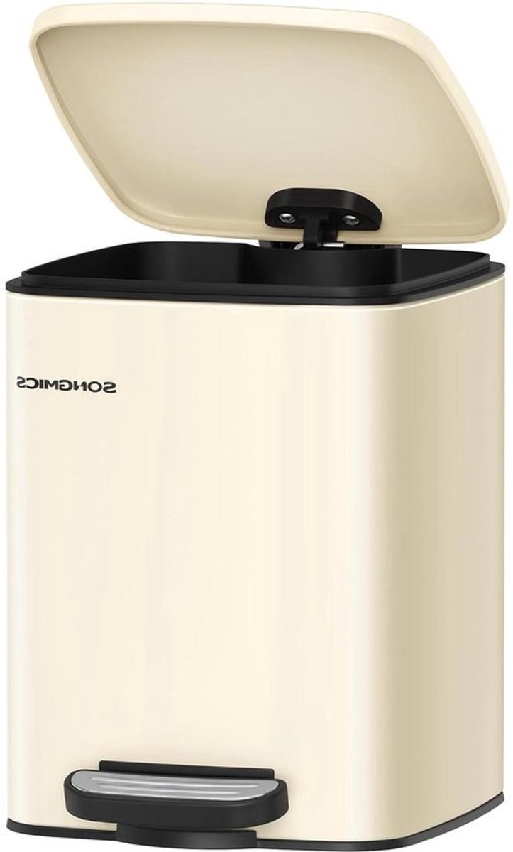 Afvalemmer voor badkamer 6 liter pedaalemmer met deksel - Zandbeige LTB590A02