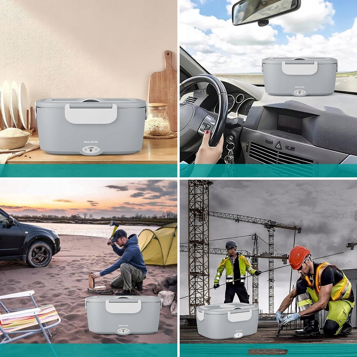Elektrische Lunchbox - Verwarmde Bento Box - Thermos Lunchbox - Autolunchbox Elektrisch - 1,5L - RVS Binnenbak - Lekvrij - 12V/24V/220V - met Isolatietas & Bestek - Draagbare Broodtrommel - Voor Auto & Thuis & Kantoor — cadeau in Kookcadeaus - foto 4