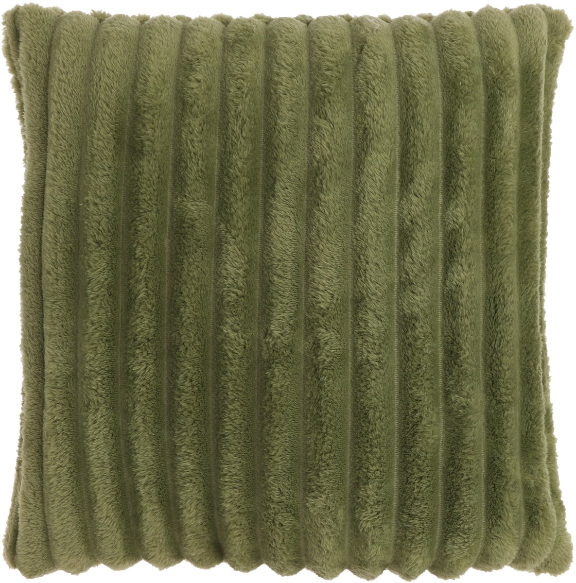 Unique Living Sierkussen Lex - Polyester - Groen - 50x50 cm - Winter Green - Brede Rib