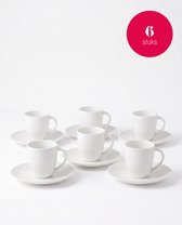 vtwonen - Koffiekopjes met schotel - Wit - Set van 6 - Porselein - 150 ml