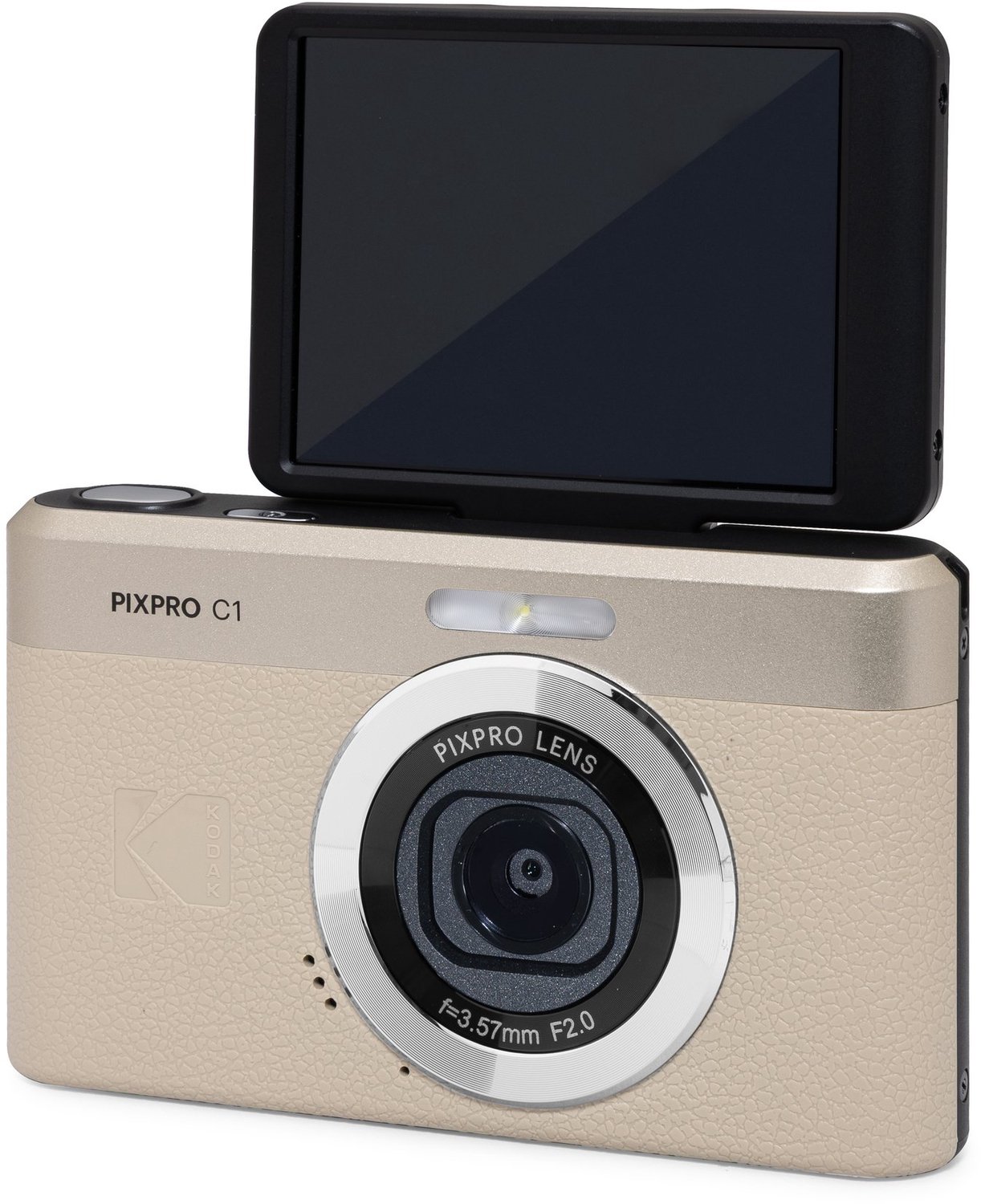 Kodak C1 compact camera - kantelbaar scherm - tan - digitale camera, 13 MP BSI CMOS-sensor, 4x digitale zoom, kantelbaar 2,8-inch scherm, Full HD 1080p-video, LED-flitser - Tan