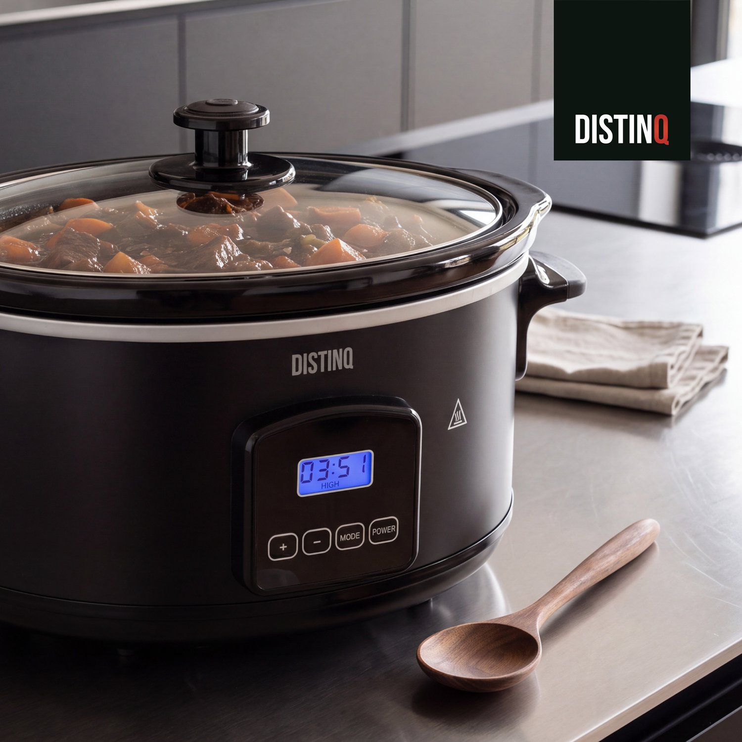 DistinQ Digitale Slowcooker 6 liter met Timer – Keramische binnenpan - Timerfunctie - Warmhoudfunctie – foto 6