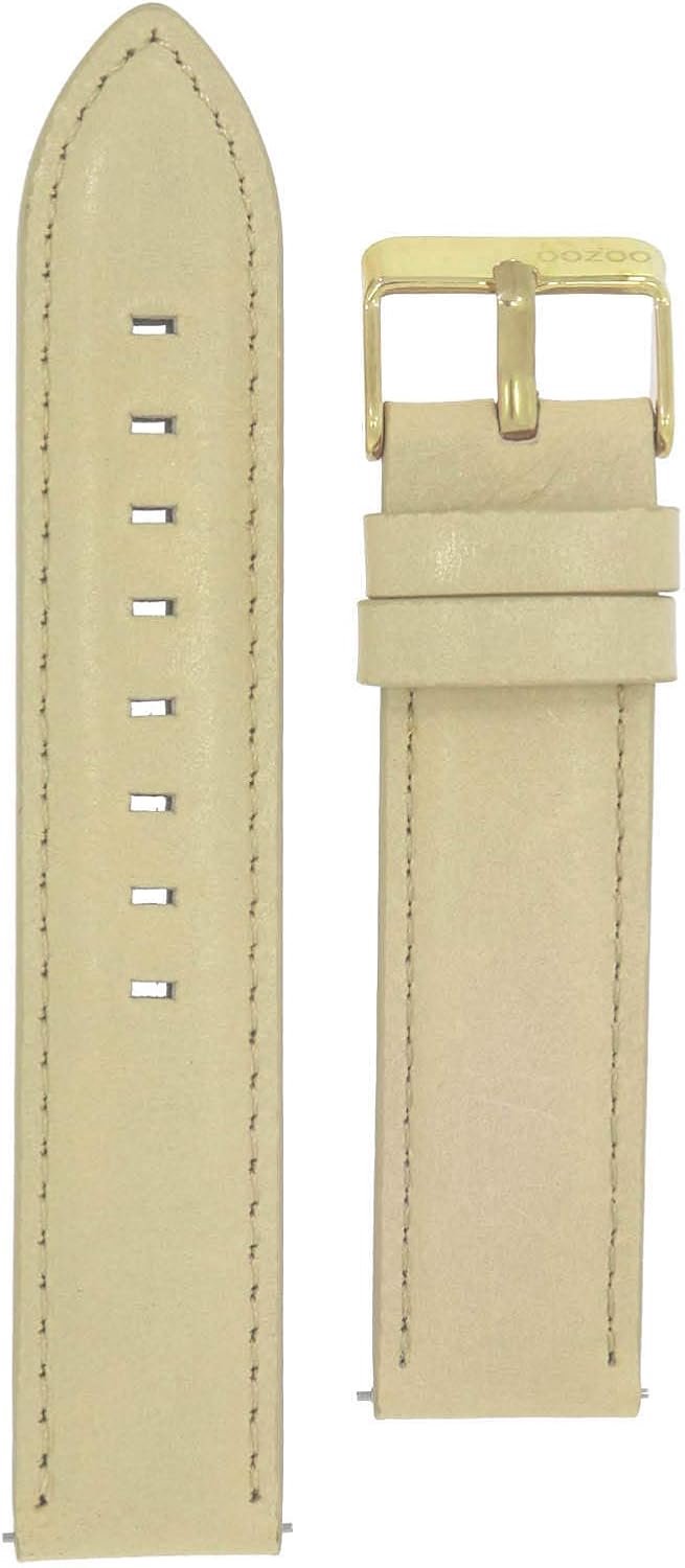 Oozoo Horlogeband 20mm Leer Zandkleur met Goudkleurige Sluiting