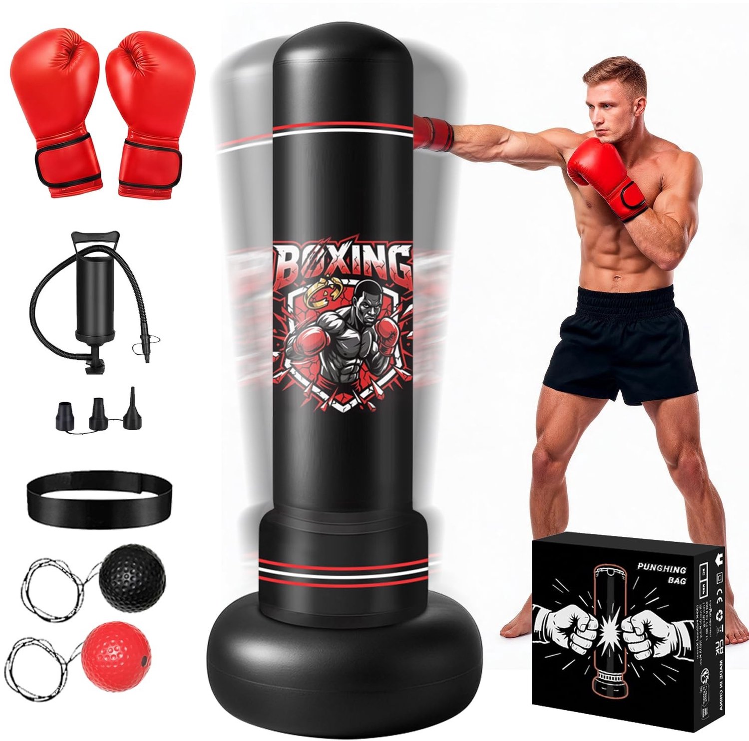 Vrijstaande Bokszak met Boxing Gloves en Speed Balls