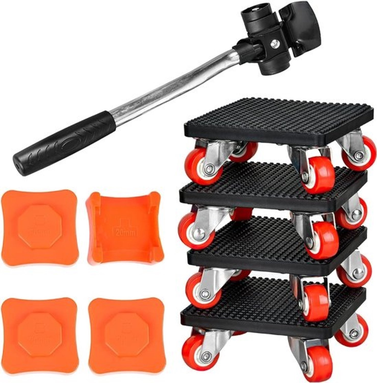 Meubeltransportset - Verhuiswielen en dolly - Zware lasten verplaatsen - 360 graden draaibaar - 500 kg draagvermogen - Zwart