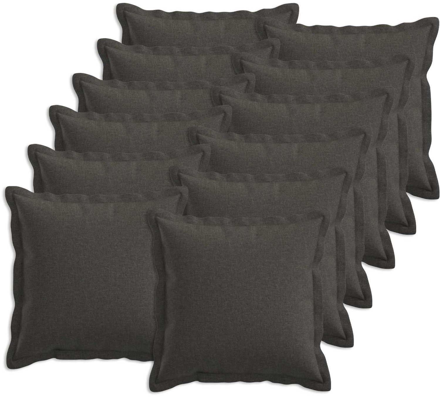 vidaXL Dekenkussen - 12 - st - HOUTEN - Donkergrijs - 40 - x - 40 - cm - Faux - Linnen