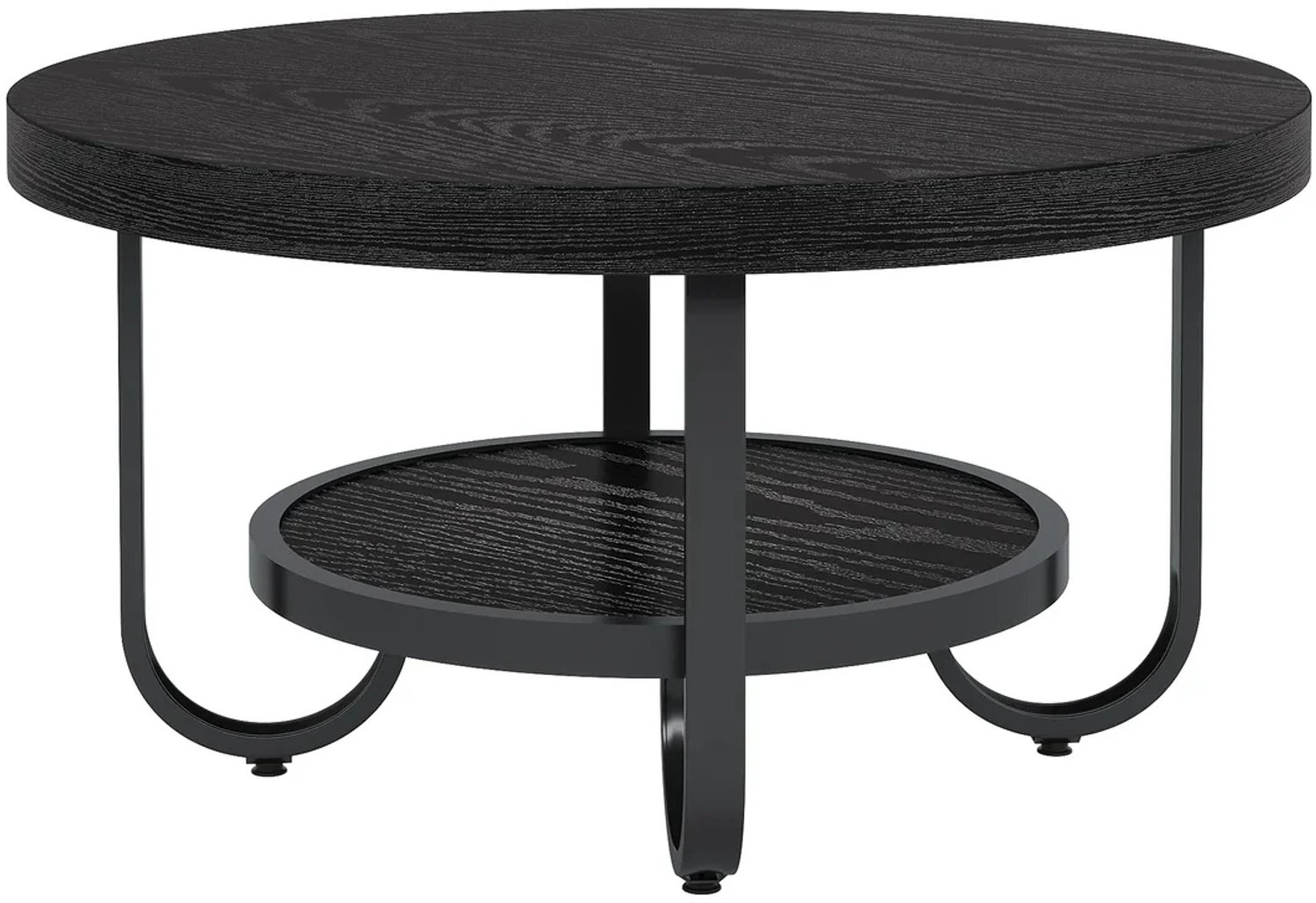 CHICFURN Salontafel - 2-laags - Ronde vorm - Zwart
