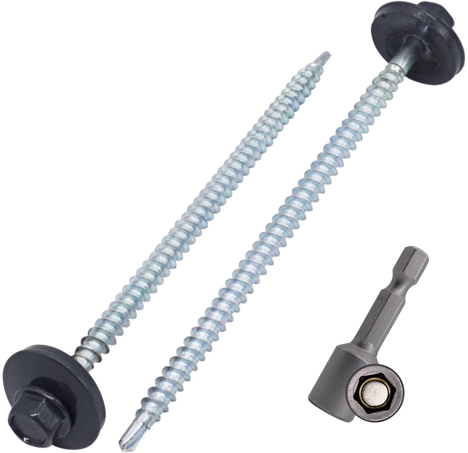 Geverfde Dakscrews Set van 50 - Zelfborende Schroeven met Ringen - Antraciet Grijs