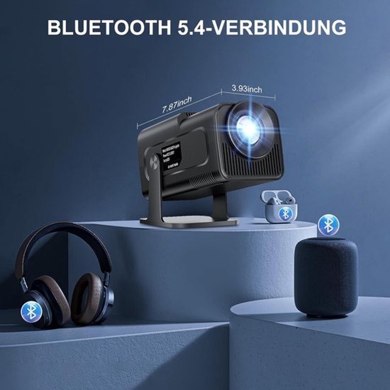 Mini beamer - Smart projector - Thuisbioscoop - Automatische keystonecorrectie - Full HD 1080p - Zwart — afbeelding 2