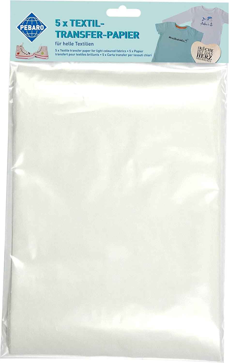 Pebaro TP-5 Transferpapier A4 (5 Stuks) - Voor Inkjetprinters op Lichte Stoffen