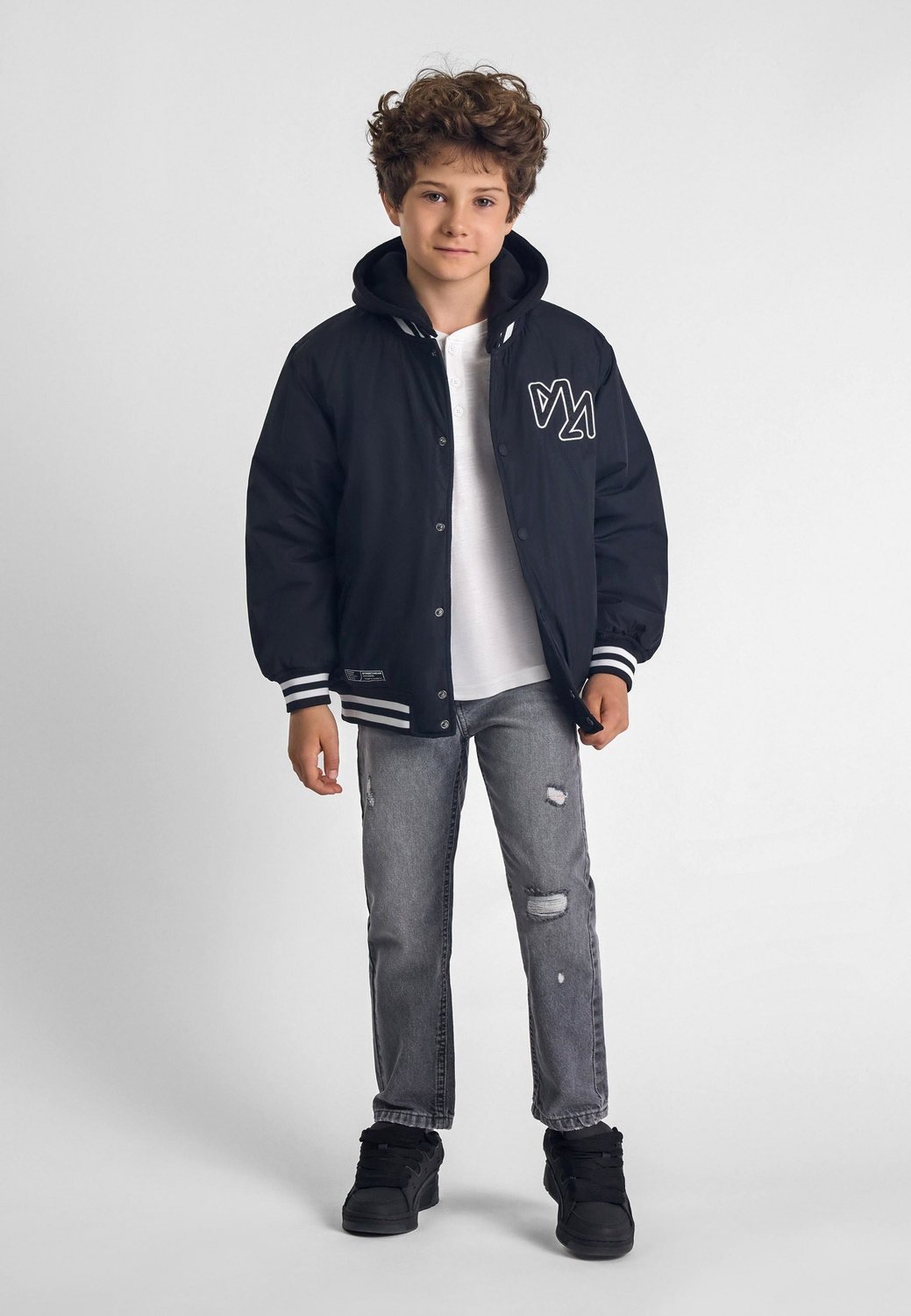 Minoti spijkerbroek jongens grijs met distressed details - 100% katoen