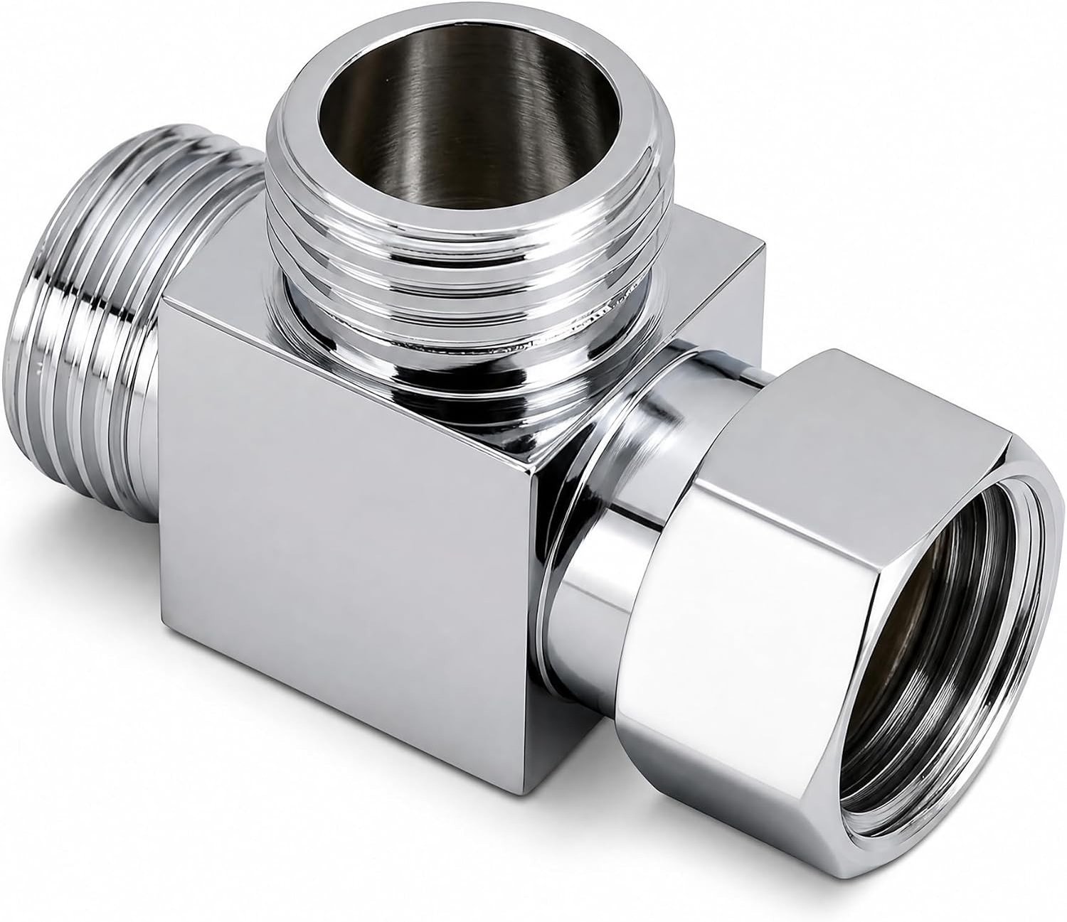 Bidet T Adapter, 3-Weg Messing Chroom Verdeelventiel voor Bidet Douche, G1/2" T-Vormige Aansluiting voor Muurmontage en Waterbesparing
