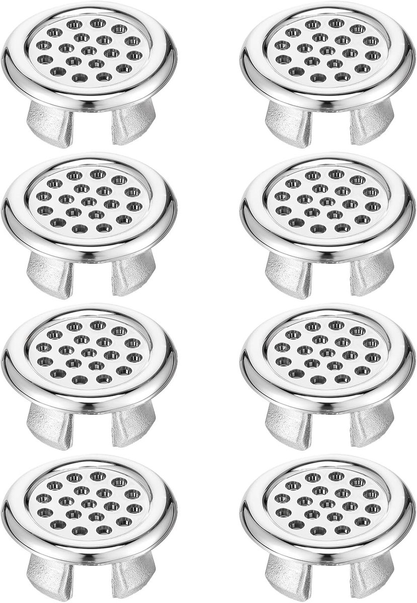 Set van 8 Stuks Overloopdeksels voor Wastafel, Decoratieve Ringen voor Badkamer en Keuken, Galvanized Afvoeraccessoires