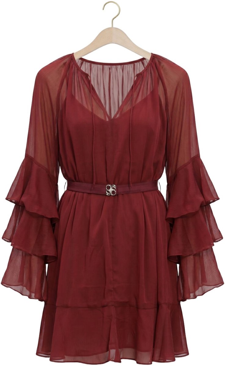 DANTE6 Solstice Boho Chiffon Short Dress Dames - Jurk - Bordeaux - Maat 36
