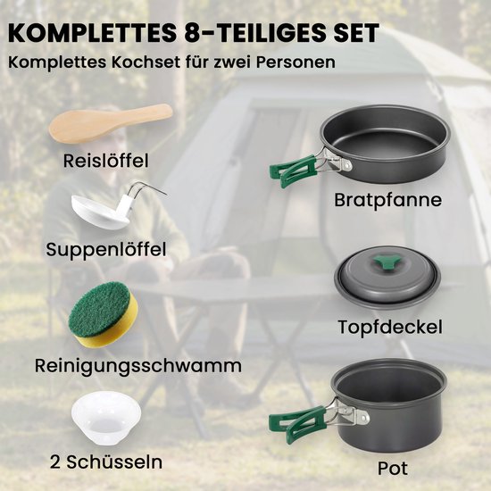 Outsunny Camping Kookset-Aluminium, Metaal-Ø17 x 10H cm-Grijs van Outsunny — afbeelding 5