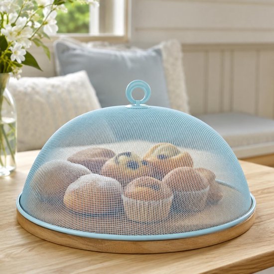 Svenska Living vliegenkap/voedselkap - metaal - lichtblauw - rond - Dia 35 cm - Afdekkap - Hoogte 16 cm — afbeelding 5