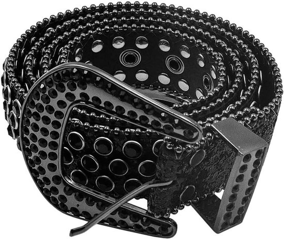 Rivieren leren riem voor dames en heren met strass, punkstijl, ideaal voor jeans en jassen