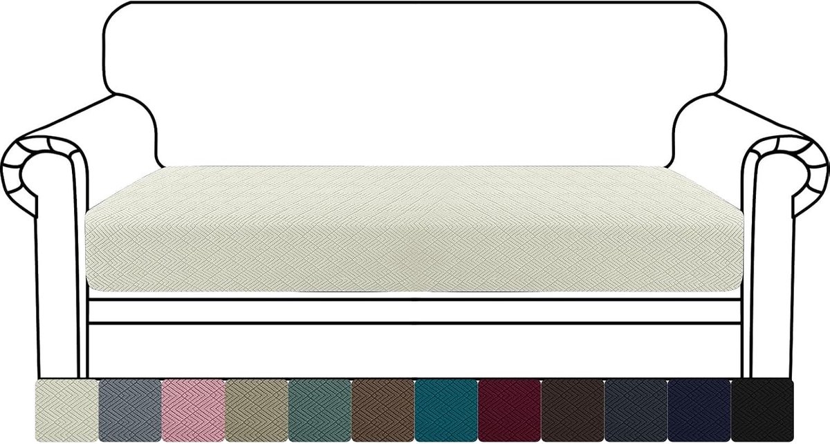 Fauteuilhoes - Beige - 2 Zits - Stretch Stof Zitkussenhoes met Elastische Onderkant - Universele Bankbeschermer