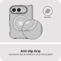 Transparant hoesje met detailopname van antislipstructuur voor extra grip.