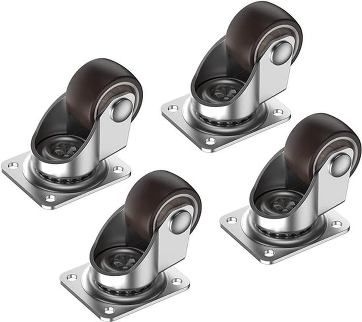 4 stuks 25 mm rubberen zwenkwielen trolley - meubelwielen - 40 kg voor meubels en trolleys (zonder remmen)