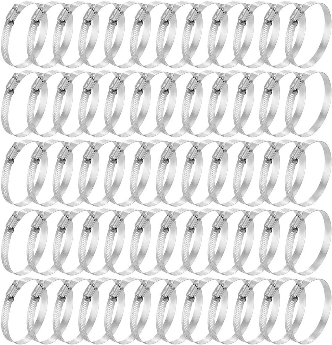 60 Stuks Verstelbare Slangklemmen van 304 RVS, Geschikt voor Auto's, Radiatoren en Brandstofleidingen, 3.6-3.7 Inch