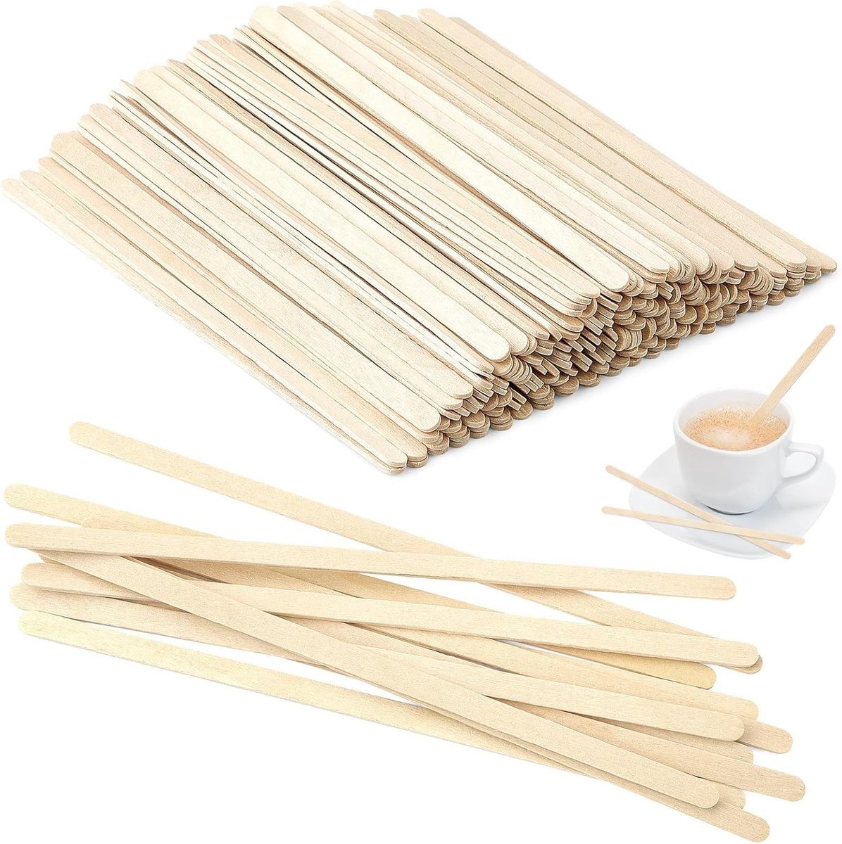 Houten Roerstaafjes 11 cm - Biologisch Afbreekbare Roerstaafjes voor Koffie, Thee en Sap - 1000 Stuks
