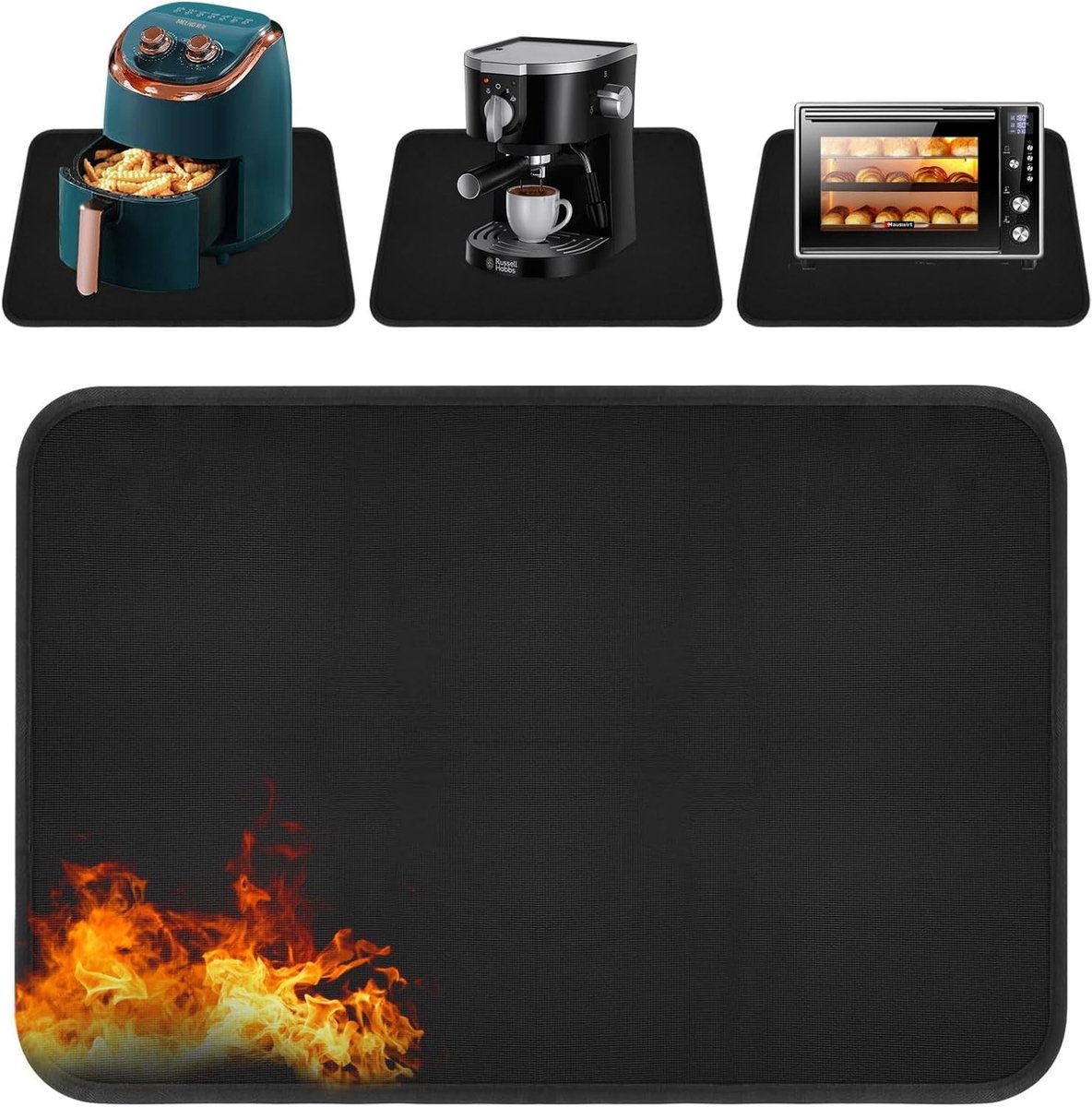 Hittebestendige Airfryer Mat 60 x 80 cm, Vuurvast Siliconen Onderlegger voor Gezond Koken en Bakken
