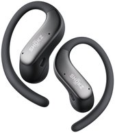 Donkergrijze Shokz OpenFit Air oortelefoons met oorhaken.