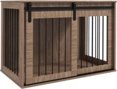 PawHut hondenkooi met schuifdeur afsluitbaar - Hondenbench - Hondenkennel - Dierenverblijf - Bruin