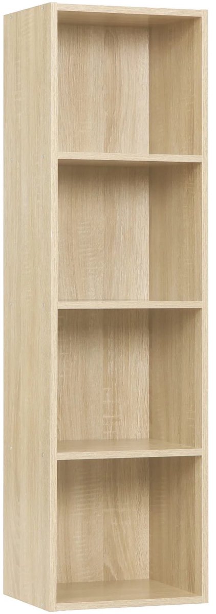 Klarven Boekenkast Light Oak - 4 vakken, veel opbergruimte voor kinderkamer of woonkamer - Stabiel met wandbevestiging, eenvoudig te monteren - B 24 x D 30 x H 106 cm Licht eiken
