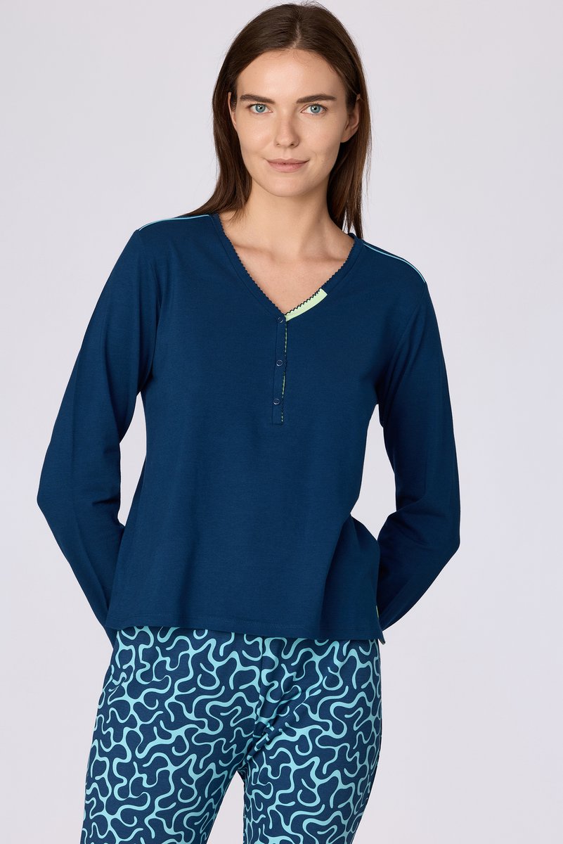 Woody Dames pyjama donkerblauw - maat M